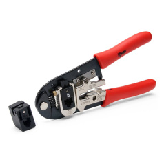 Кримпер КВТ JT-01A со сменными модулями для обжима RJ-45, RJ-12, RJ-11 [55929]