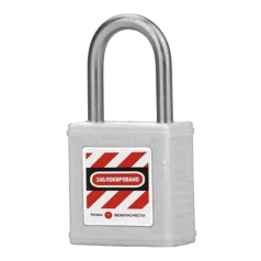 Замок блокировочный нейлоновый со стальной дужкой 76.2 мм, ∅ 6.2 мм, белый [gwr001DS76WHT]