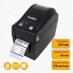Термопринтер этикеток Godex DT200+, 203 dpi, USB, RS232, Ethernet, USB [011-D20F02-A00]