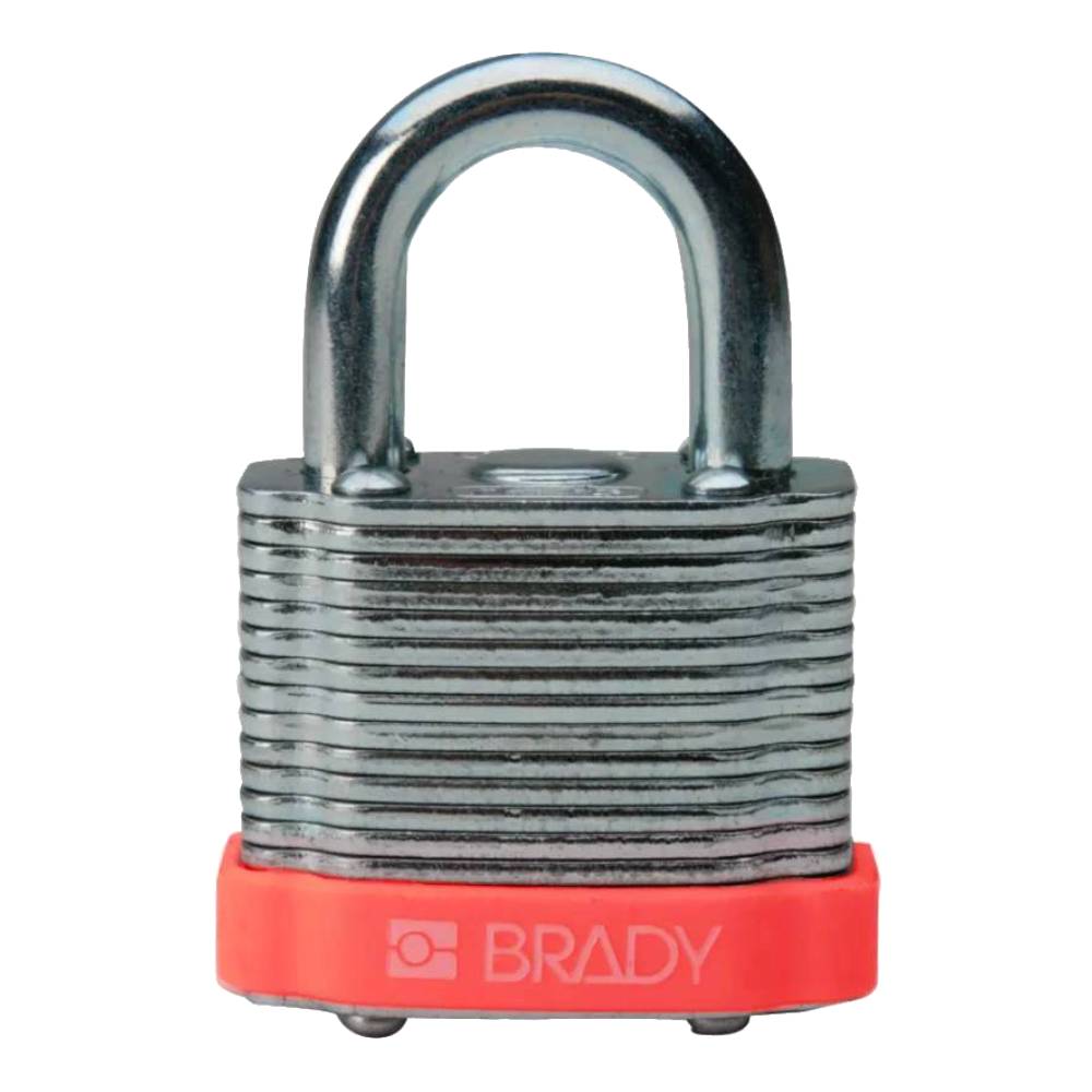 Замки стальные ламинированные Brady, стальная дужка, 38 мм, Ø 6.5 мм, красный, 6 шт [gws814097]