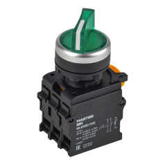 Переключатель с подсветкой на 2 положения IEK MASTER 1NO+1NC, зелёный [MI-SW60-11XD-3-14-2-K06]