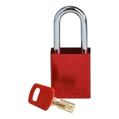 Замок алюминиевый Brady SafeKey со стальной дужкой, 38 мм, Ø 6.4 мм, красный [gws150307]