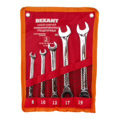 Набор комбинированных трещоточных ключей Rexant 8, 10, 13, 17, 19 мм (5 шт) [12-4841-1]