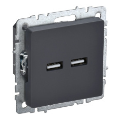Розетка USB IEK BRITE A+A 5В 3,1А РЮ10-1-БрГ графит [BR-U21-D31-K53]