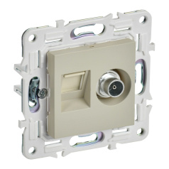 Розетка двойная TV+RJ45 IEK SKANDY кат. 5E SK-A14B бежевый [SK-AK20-1-K10]