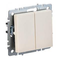 Выключатель IEK BRITE двухклавишный 10А ВС10-2-0-БрКр бежевый [BR-V20-0-10-K10]