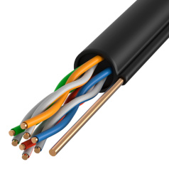 Кабель витая пара ITK U/UTP, категория 5E, 4х2х24AWG, LDPE, трос 1.2 мм, черный [LC3-C5E04-159]