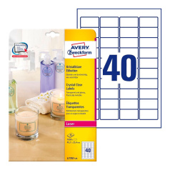 Этикетки Avery Zweckform, прозрачные, 45.7 x 25.4 мм, 40 этикеток на листе А4 (25 листов) [L7781-25]
