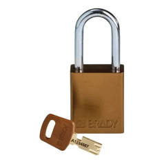 Замок алюминиевый Brady SafeKey со стальной дужкой, 38 мм, Ø 6.4 мм, коричневый [gws150286]