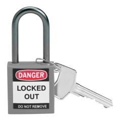 Замки нейлоновые компактные Brady, алюминиевые дужки, 38 мм, Ø 4.7 мм, серые, 6 шт [gws814133]