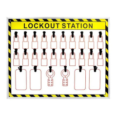 Блокировочная открытая станция, пластик, на 20 замков, замковые множители и бирки [gwrB7-4]