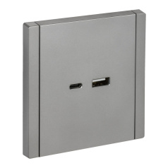 Розетка USB IEK FORTE&PIANO A+C 18Вт FP551 сталь [FP-U22-018-K46]