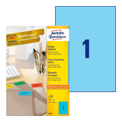 Этикетки самоклеящиеся Avery Zweckform, голубые, 210 x 297 мм, 1 этикетка на листе А4 (100 листов) [3471]