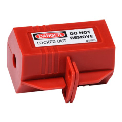 Блокиратор штепсельных разъемов малый, полипропилен, Ø отверстия 13 мм, 89х80 мм, красный [gws65674]