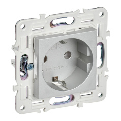 Розетка IEK SKANDY с заземлением без шторок 16А SK-R05S серебряный [SK-R11-16-K23]