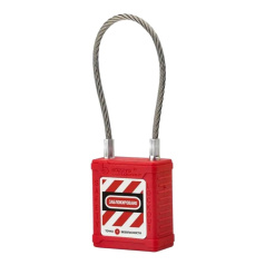 Замок блокировочный с гибкой стальной дужкой, 150 мм, Ø 3.5 мм, нейлоновый корпус, красный [gwr028DS150RED]