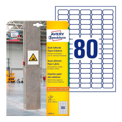 Суперклейкие бумажные этикетки Avery Zweckform, белые, 35.6 x 16.9 мм, 80 этикеток на листе А4 (20 листов) [L7872-20]