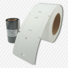 Комплект 2 в 1 №1: квадратная маркировочная бирка У134 в рулоне (1000 шт) и риббон 75 м, для принтеров Cab