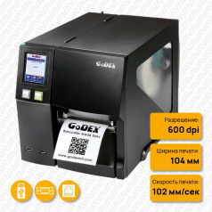 Термотрансферный принтер Godex ZX-1600i+, 600 dpi, 3 ips, USB, RS232, Ethernet [011-Z6i072-A00]