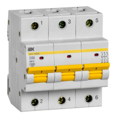Автоматический выключатель IEK ВА47-100МА 3P 80А 10кА D [MVA43-3-080-D]