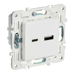 Розетка USB IEK SKANDY A+C 18Вт SK-R13W арктический белый [SK-U22-018-K01]