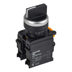 Переключатель на 2 положения возвратный IEK MASTER, 1NO+1NC, чёрный [MI-SW60-11X22-3-24-2-K02]