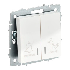 Выключатель IEK BRITE двухклавишный для отелей с индикацией 10А ВС10-2-9-БрБ белый [BR-V20-2-10-K01]
