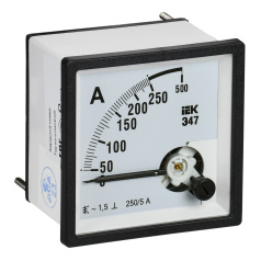 Амперметр IEK Э47 250/5А класс точности 1.5, 72 х 72 мм [IPA10-6-0250-E]