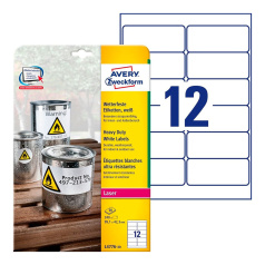 Всепогодные этикетки Avery Zweckform, белые матовые, 99.1 x 42.3 мм, 12 этикеток на листе А4 (20 листов) [L4776-20]