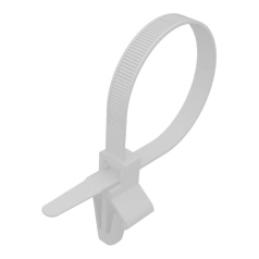 Хомут-стяжка нейлоновая с крепежным пистоном Rexant 100 x 2.5 мм, ø 2.4 мм, белая (100 шт) [07-0107]