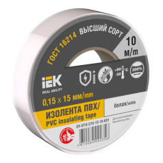 Изолента IEK MIXTAPE 7, 0.15 х 15 мм, белая, 10 м [EX-IZ10-C15-15-10-K01]