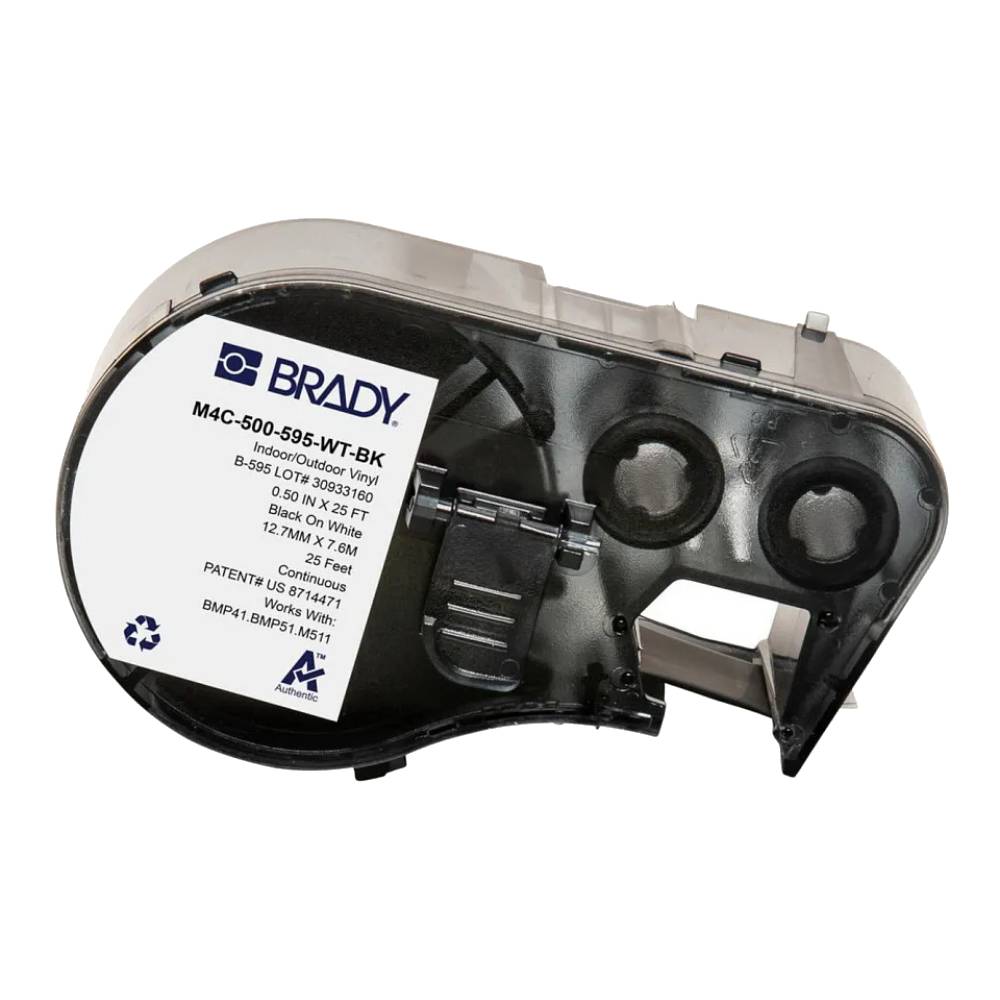 Этикетки Brady M4C-375-595-WT-BK винил, 9.53 мм х  7.62 м, черный на белом [brd170843]