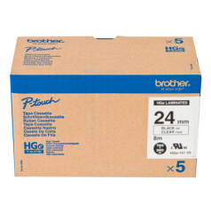 Набор лент Brother HGe-151V5, 24 мм, черный на прозрачном (5 лент по 8 м) [HGe151V5]
