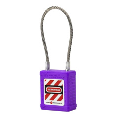 Замок блокировочный с гибкой стальной дужкой, 150 мм, Ø 3.5 мм, нейлоновый корпус, фиолетовый [gwr028DS150PRP]