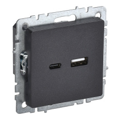 Розетка USB IEK BRITE A+C 18Вт РЮ11-1-БрЧ черный [BR-U22-018-K02]