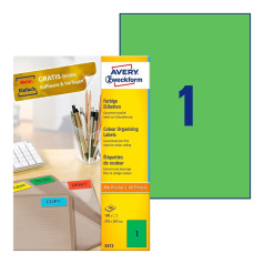 Этикетки самоклеящиеся Avery Zweckform, зеленый, 210 x 297 мм, 1 этикетка на листе А4 (100 листов) [3472]