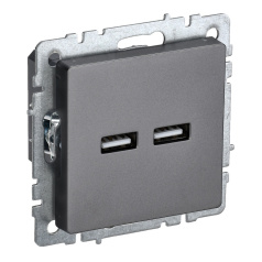 Розетка USB IEK BRITE A+A 5В 3,1А РЮ10-1-БрС сталь [BR-U21-D31-K46]