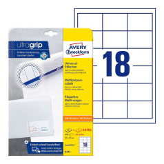 Этикетки самоклеящиеся Avery Zweckform, белые, 64 x 45 мм, 18 этикеток на листе А4 (25 листов) [6171]