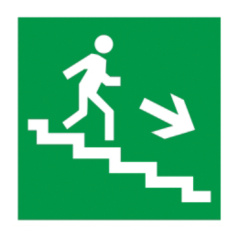 Самоклеящаяся этикетка IEK 50х50 мм, Направление к эвакуационному выходу по лестнице направо вниз [YPC30-50NEV-LNAPRVN]