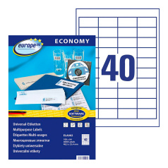 Этикетки самоклеящиеся Europe-100, белые, 48.5 x 25.4 мм, 40 этикеток на листе А4 (100 листов) [ELA002]