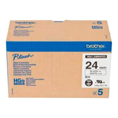 Набор лент Brother HGe-651V5, 24 мм, черный на желтом (5 лент по 8 м) [HGe651V5]
