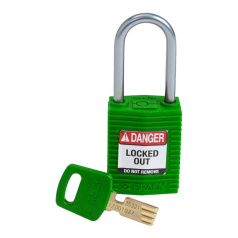 Замок SafeKey нейлоновый Brady компактный, алюминиевая дужка, 38 мм, Ø 4.7 мм, зелёный [gws151657]