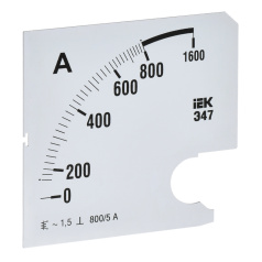 Шкала сменная для амперметра IEK Э47 800/5А класс точности 1.5, 96 х 96 мм [IPA20D-SC-0800]