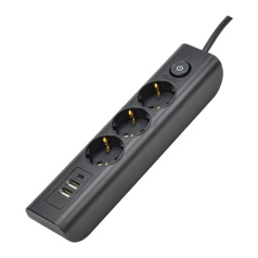 Удлинитель У03В IEK MODERN, 3х1 мм², 16А/250В USBх3, черный, 1.8 м [WYP12-16-03-02-ZKU-K02]